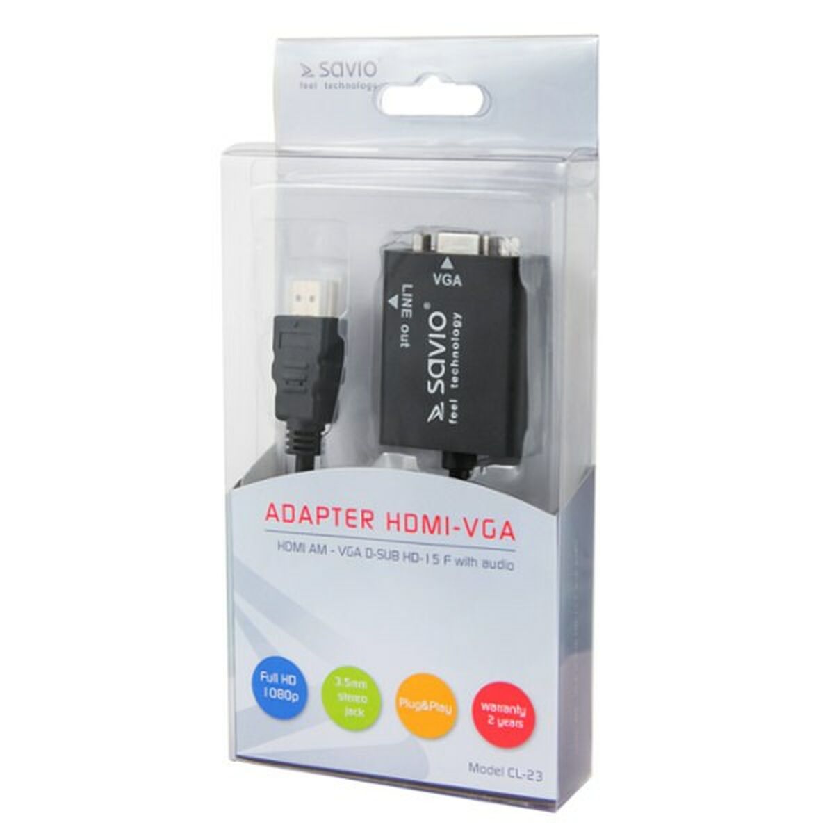 Adaptador HDMI a VGA Savio CL-23 Negro
